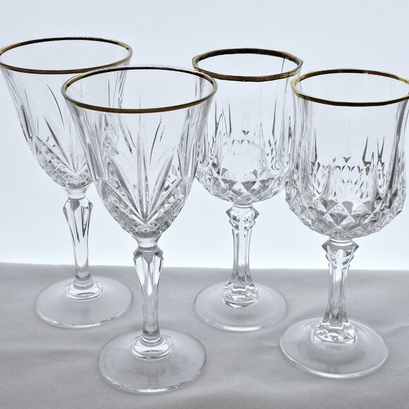 Mismatched Elegant Party Wine Glasses 4pc toasting glassware Longchamp Salzburg - Picture 2 of 12